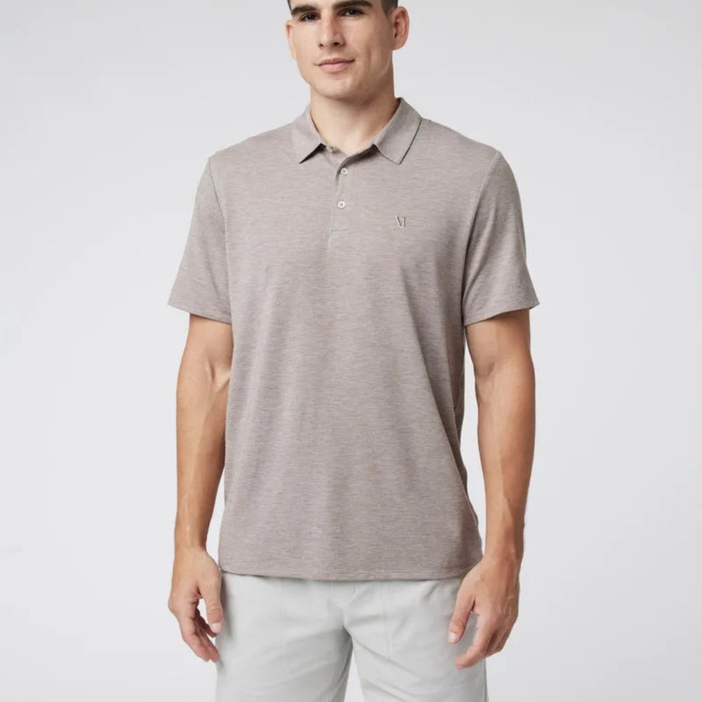 Vuori Men's Polo Shirt in Light Brown